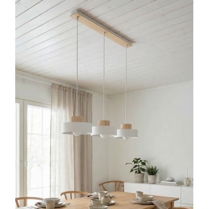 Κρεμαστό φωτιστικό με καλώδιο KIVI 3xE27/15W/230V λευκό