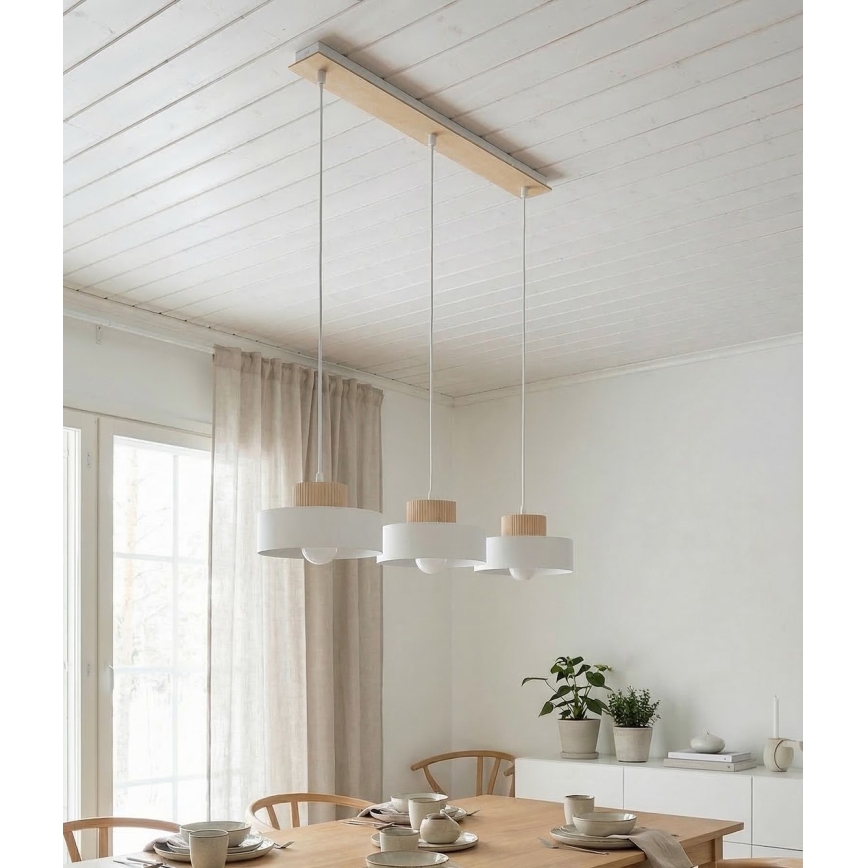 Κρεμαστό φωτιστικό με καλώδιο KIVI 3xE27/15W/230V λευκό