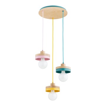 Κρεμαστό φωτιστικό με καλώδιο LARSO, 3xE27/15W/230V, πολύχρωμο