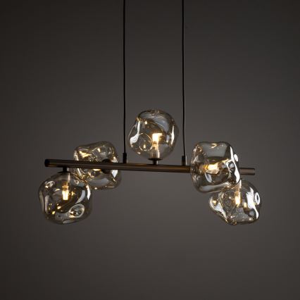 Κρεμαστό φωτιστικό με καλώδιο LAVA 5xG9/8W/230V μπρονζέ/καπνιστή μπεζ