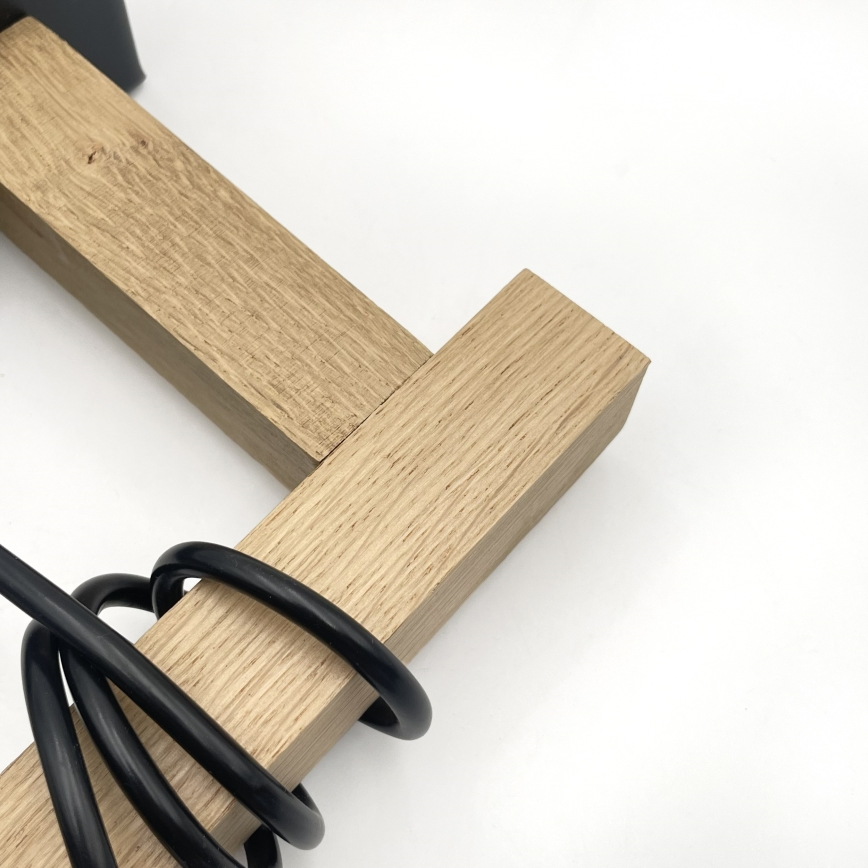 Κρεμαστό φωτιστικό με καλώδιο LEANDRA 1xE27/15W/230V δρυς/μαύρο