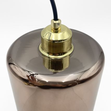 Κρεμαστό φωτιστικό με καλώδιο LIAH 1xE27/15W/230V χρυσό/καπνιστό καφέ