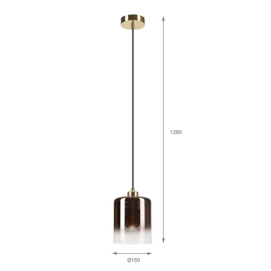 Κρεμαστό φωτιστικό με καλώδιο LIAH 1xE27/15W/230V χρυσό/καπνιστό καφέ