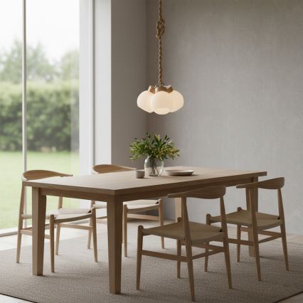 Κρεμαστό φωτιστικό με καλώδιο LOOMIS 3xE27/15W/230V 130 cm μπεζ/δρυς