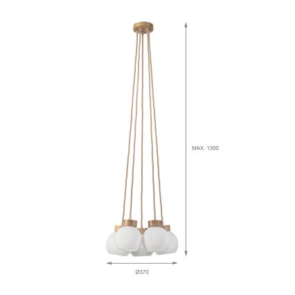 Κρεμαστό φωτιστικό με καλώδιο LOOMIS 5xE27/15W/230V 130 cm μπεζ/δρυς
