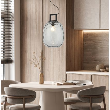 Κρεμαστό φωτιστικό με καλώδιο LUCY 1xE27/40W/230V καπνιστό μαύρο