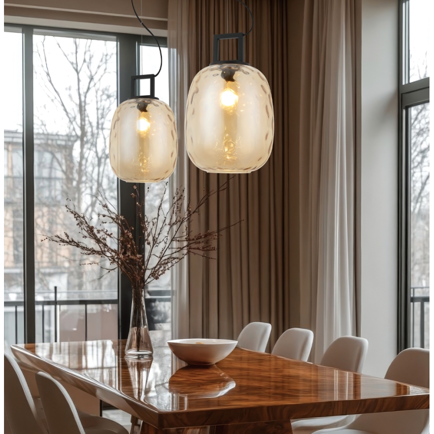 Κρεμαστό φωτιστικό με καλώδιο LUCY 1xE27/40W/230V καπνιστό μπεζ