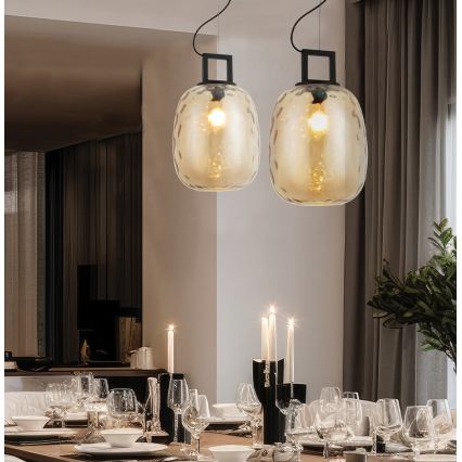Κρεμαστό φωτιστικό με καλώδιο LUCY 1xE27/40W/230V καπνιστό μπεζ