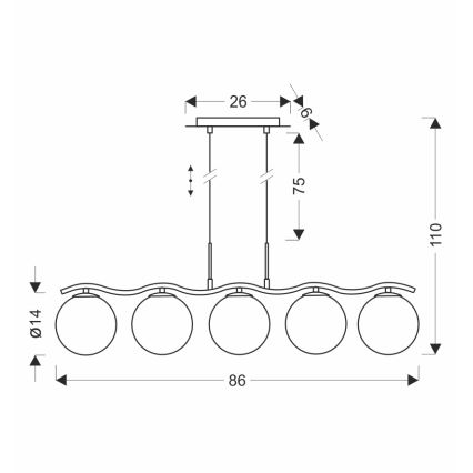 Κρεμαστό φωτιστικό με καλώδιο LUMOS 5xG9/20W/230V, καπνιστό μαύρο