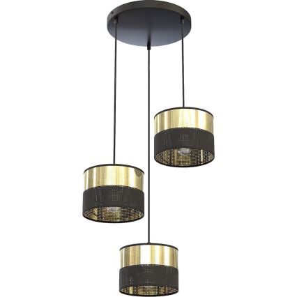 Κρεμαστό φωτιστικό με καλώδιο LUX 3xE27/15W/230V μαύρο/χρυσό