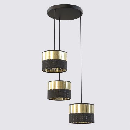 Κρεμαστό φωτιστικό με καλώδιο LUX 3xE27/15W/230V μαύρο/χρυσό