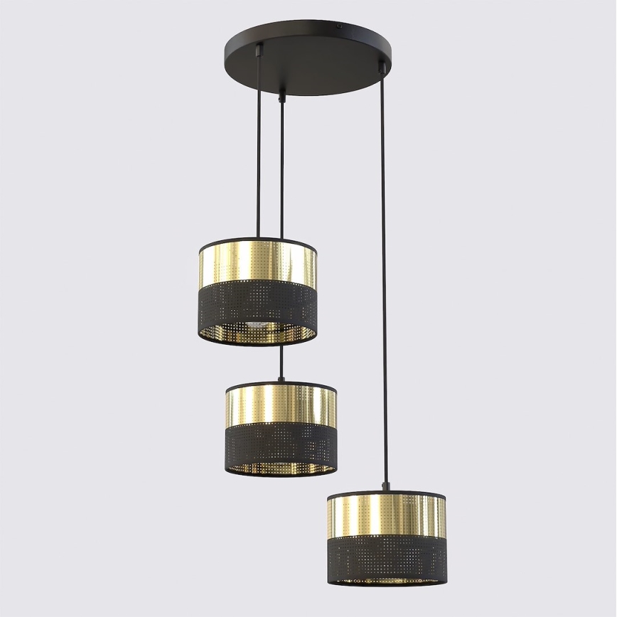 Κρεμαστό φωτιστικό με καλώδιο LUX 3xE27/15W/230V μαύρο/χρυσό