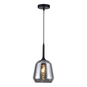Κρεμαστό φωτιστικό με καλώδιο MAEVA 1xE27/40W/230V καπνιστό μαύρο/μαύρο