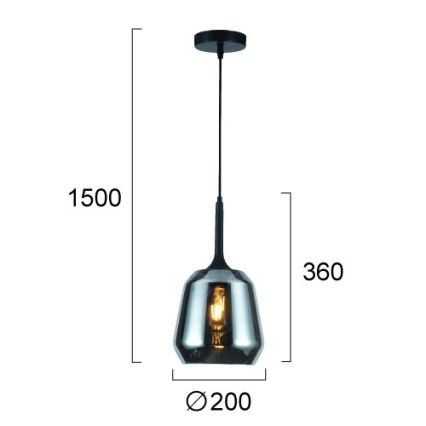 Κρεμαστό φωτιστικό με καλώδιο MAEVA 1xE27/40W/230V καπνιστό μαύρο/μαύρο