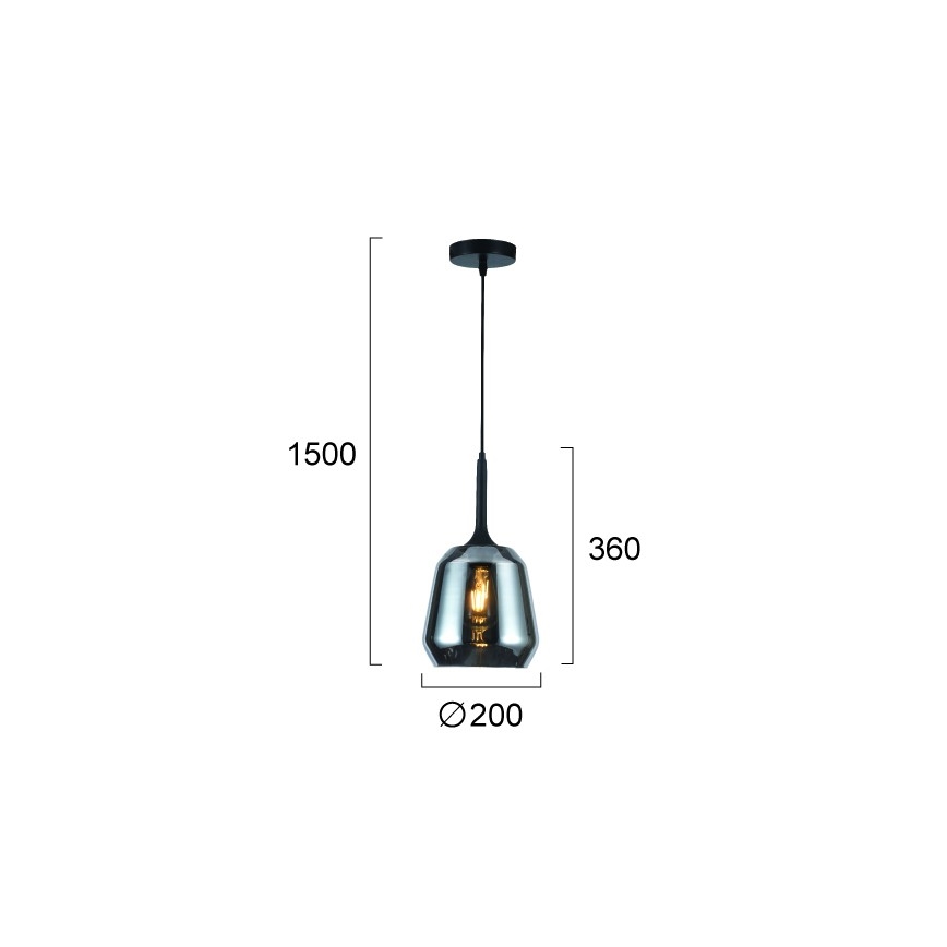Κρεμαστό φωτιστικό με καλώδιο MAEVA 1xE27/40W/230V καπνιστό μαύρο/μαύρο