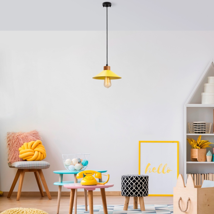 Κρεμαστό φωτιστικό με καλώδιο MANAVGAT 1xE27/40W/230V κίτρινο/καφέ