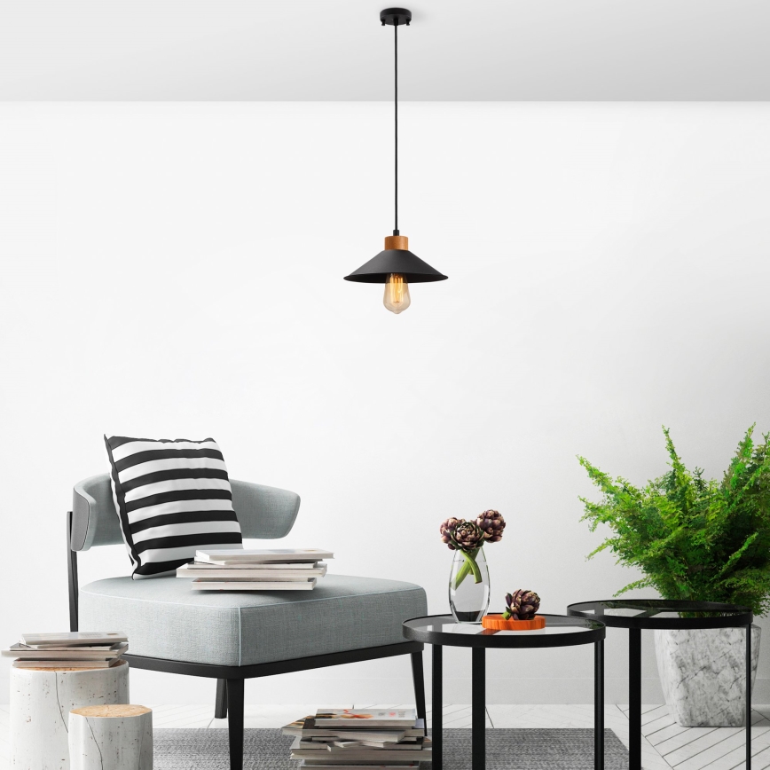 Κρεμαστό φωτιστικό με καλώδιο MANAVGAT 1xE27/40W/230V μαύρο/καφέ