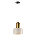 Κρεμαστό φωτιστικό με καλώδιο MARBLE 1xE27/60W/230V χρυσό/λευκό/διακόσμηση μαρμάρου