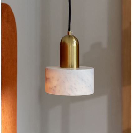 Κρεμαστό φωτιστικό με καλώδιο MARBLE 1xE27/60W/230V χρυσό/λευκό/διακόσμηση μαρμάρου