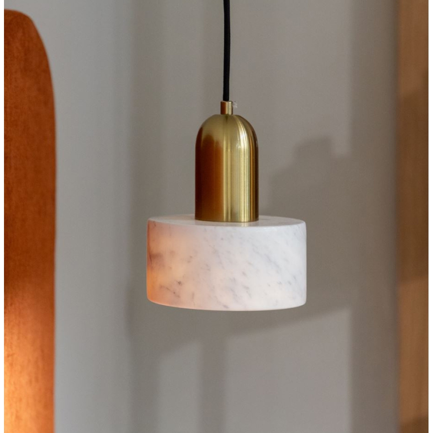 Κρεμαστό φωτιστικό με καλώδιο MARBLE 1xE27/60W/230V χρυσό/λευκό/διακόσμηση μαρμάρου