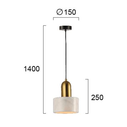 Κρεμαστό φωτιστικό με καλώδιο MARBLE 1xE27/60W/230V χρυσό/λευκό/διακόσμηση μαρμάρου