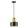 Κρεμαστό φωτιστικό με καλώδιο MARBLE 1xE27/60W/230V, χρυσό/πράσινο/μαρμάρινη διακόσμηση