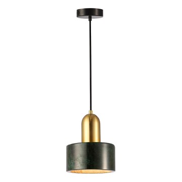 Κρεμαστό φωτιστικό με καλώδιο MARBLE 1xE27/60W/230V, χρυσό/πράσινο/μαρμάρινη διακόσμηση