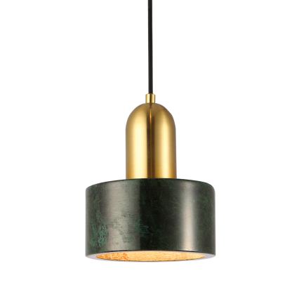 Κρεμαστό φωτιστικό με καλώδιο MARBLE 1xE27/60W/230V, χρυσό/πράσινο/μαρμάρινη διακόσμηση