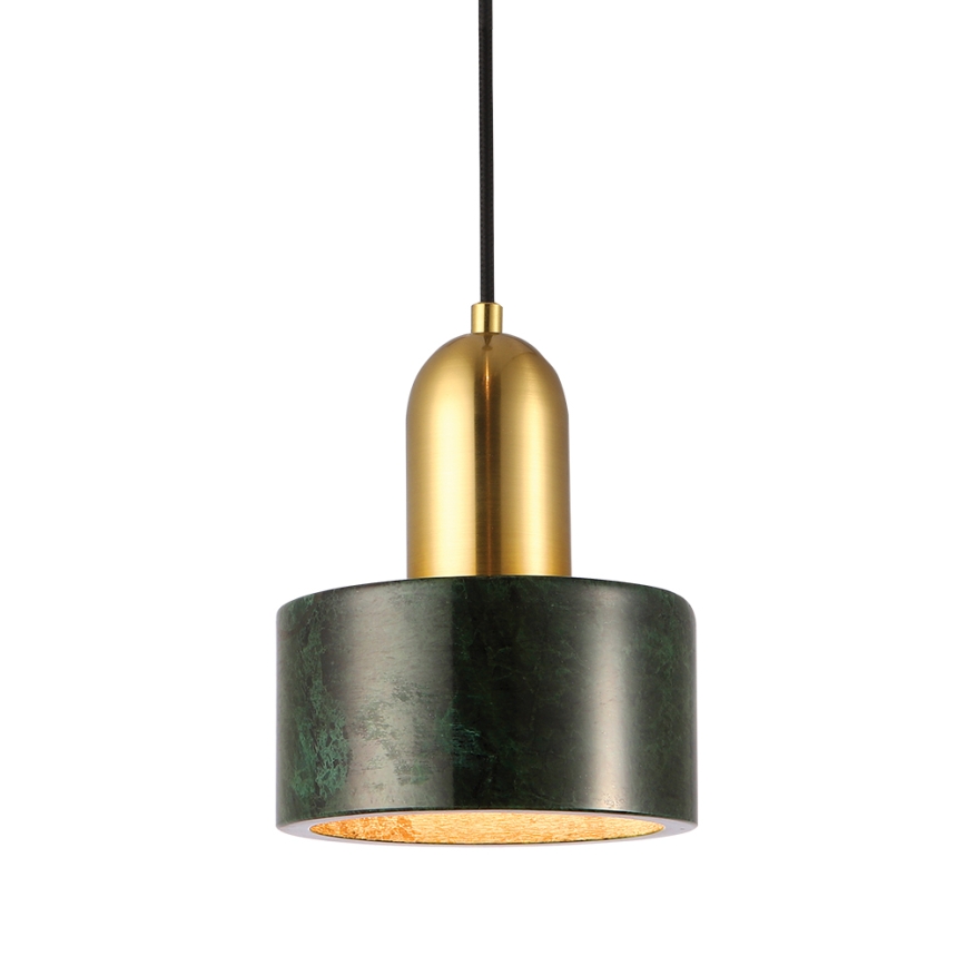 Κρεμαστό φωτιστικό με καλώδιο MARBLE 1xE27/60W/230V, χρυσό/πράσινο/μαρμάρινη διακόσμηση