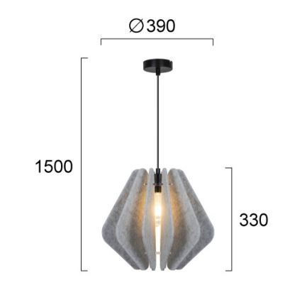 Κρεμαστό φωτιστικό με καλώδιο MARGARET 1xE27/40W/230V γκρι