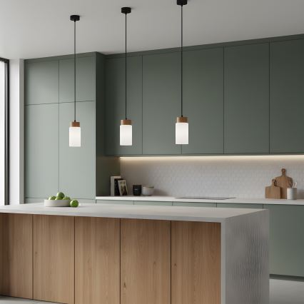 Κρεμαστό φωτιστικό με καλώδιο MARKUS 1xE27/15W/230V μαύρο/δρυς