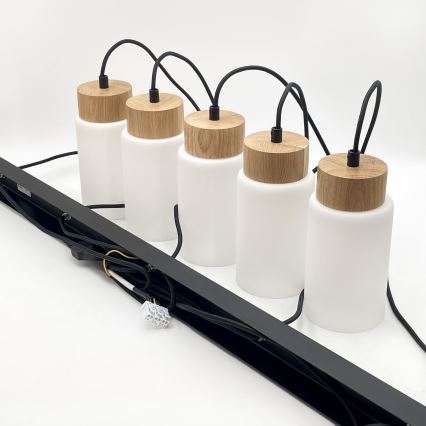 Κρεμαστό φωτιστικό με καλώδιο MARKUS 1xE27/15W/230V μαύρο/δρυς