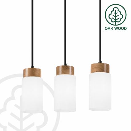 Κρεμαστό φωτιστικό με καλώδιο MARKUS 3xE27/15W/230V μαύρο/δρυς