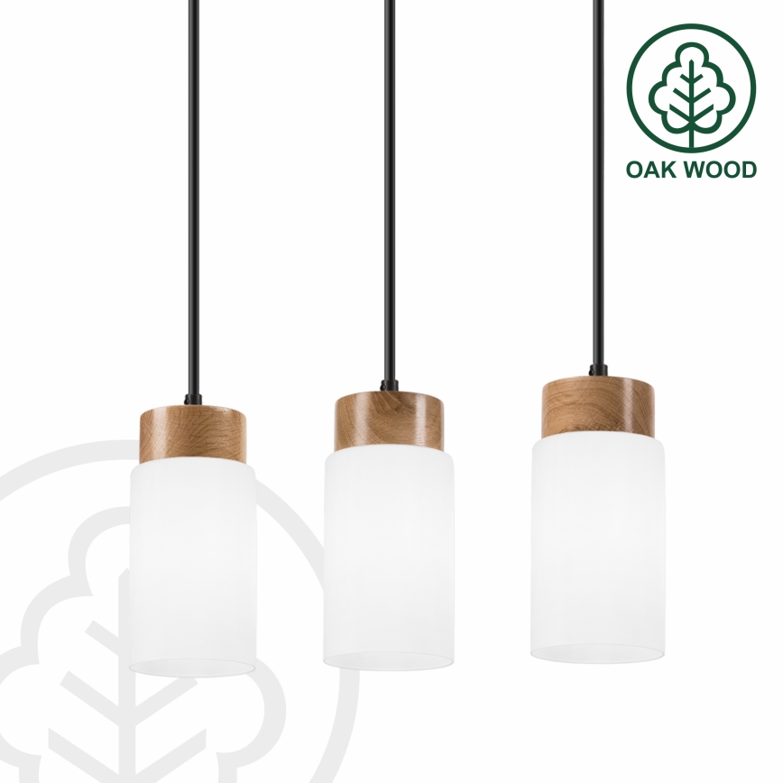 Κρεμαστό φωτιστικό με καλώδιο MARKUS 3xE27/15W/230V μαύρο/δρυς