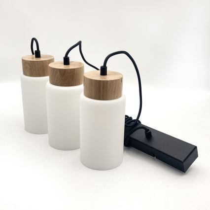 Κρεμαστό φωτιστικό με καλώδιο MARKUS 3xE27/15W/230V μαύρο/δρυς