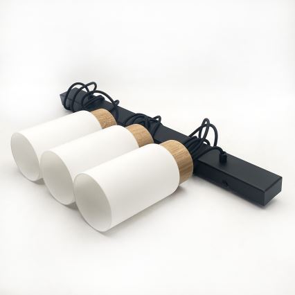 Κρεμαστό φωτιστικό με καλώδιο MARKUS 3xE27/15W/230V μαύρο/δρυς