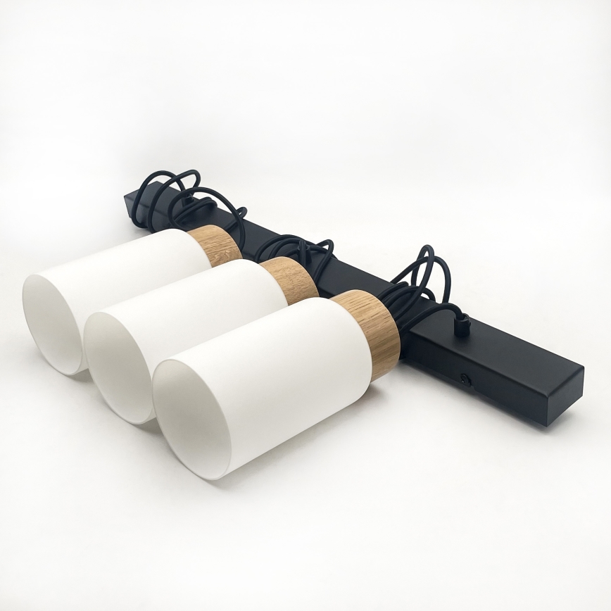 Κρεμαστό φωτιστικό με καλώδιο MARKUS 3xE27/15W/230V μαύρο/δρυς