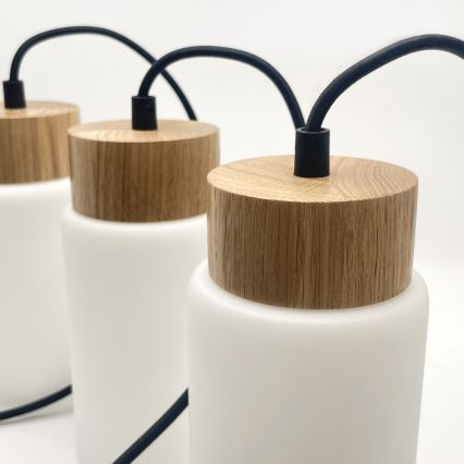 Κρεμαστό φωτιστικό με καλώδιο MARKUS 3xE27/15W/230V μαύρο/δρυς