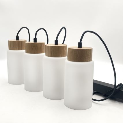 Κρεμαστό φωτιστικό με καλώδιο MARKUS 4xE27/15W/230V μαύρο/δρυς