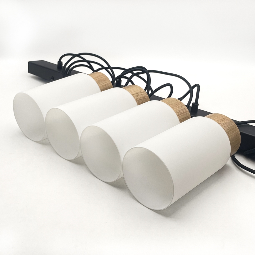 Κρεμαστό φωτιστικό με καλώδιο MARKUS 4xE27/15W/230V μαύρο/δρυς