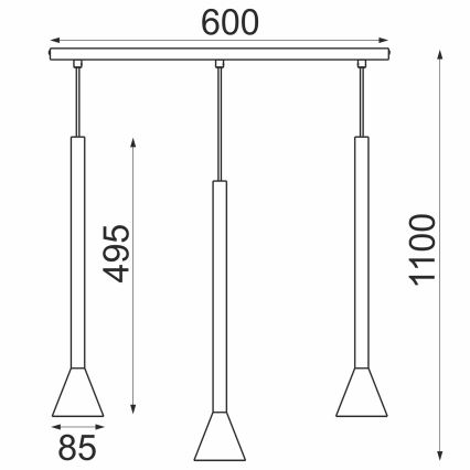 Κρεμαστό φωτιστικό με καλώδιο MAZZO 3xGU10/8W/230V μαύρο
