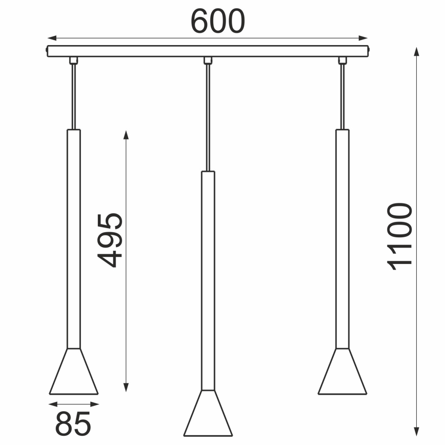 Κρεμαστό φωτιστικό με καλώδιο MAZZO 3xGU10/8W/230V μαύρο