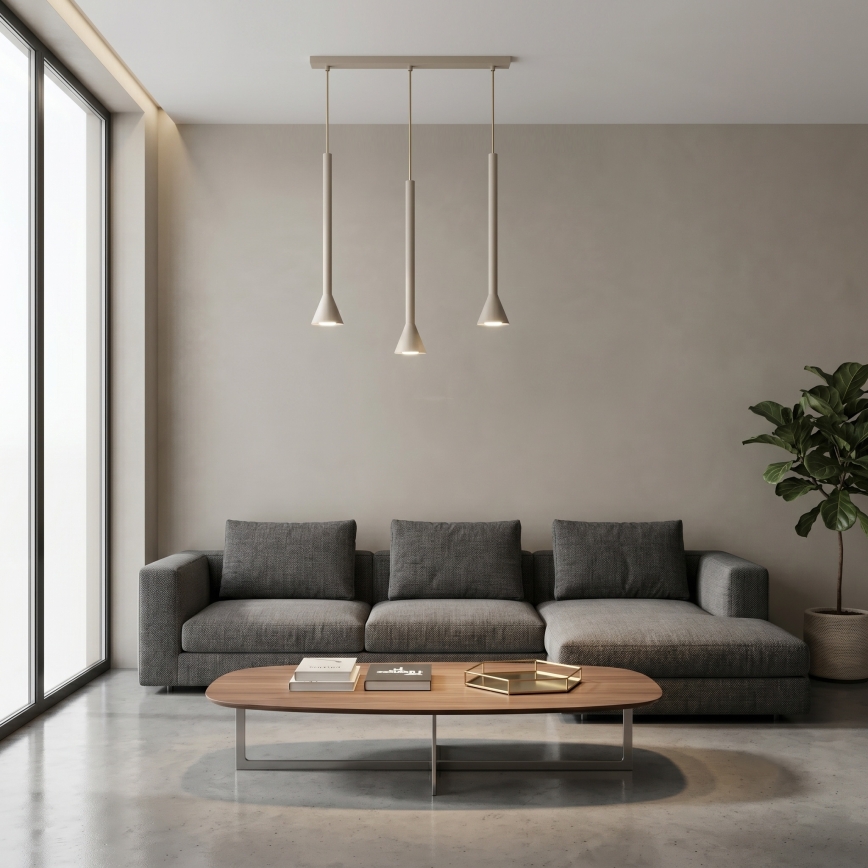 Κρεμαστό φωτιστικό με καλώδιο MAZZO 3xGU10/8W/230V μπεζ