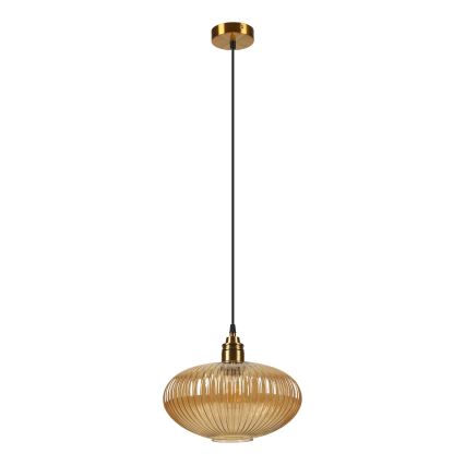 Κρεμαστό φωτιστικό με καλώδιο MILOU 1xE27/15W/230V χρυσό/καπνιστό μπεζ