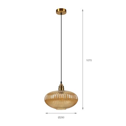 Κρεμαστό φωτιστικό με καλώδιο MILOU 1xE27/15W/230V χρυσό/καπνιστό μπεζ
