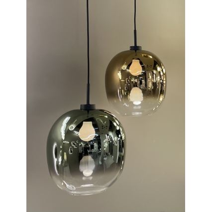 Κρεμαστό φωτιστικό με καλώδιο MIRROR 1xE27/14W/230V, καπνιστό πράσινο