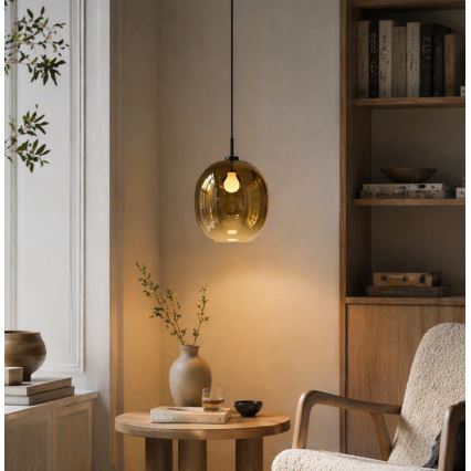 Κρεμαστό φωτιστικό με καλώδιο MIRROR 1xE27/14W/230V καπνιστό χρυσό