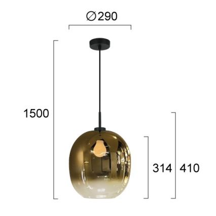 Κρεμαστό φωτιστικό με καλώδιο MIRROR 1xE27/14W/230V καπνιστό χρυσό