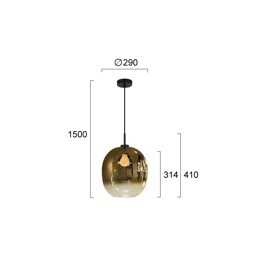 Κρεμαστό φωτιστικό με καλώδιο MIRROR 1xE27/14W/230V καπνιστό χρυσό