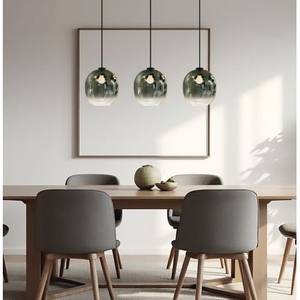 Κρεμαστό φωτιστικό με καλώδιο MIRROR 3xE27/14W/230V καπνιστό μαύρο